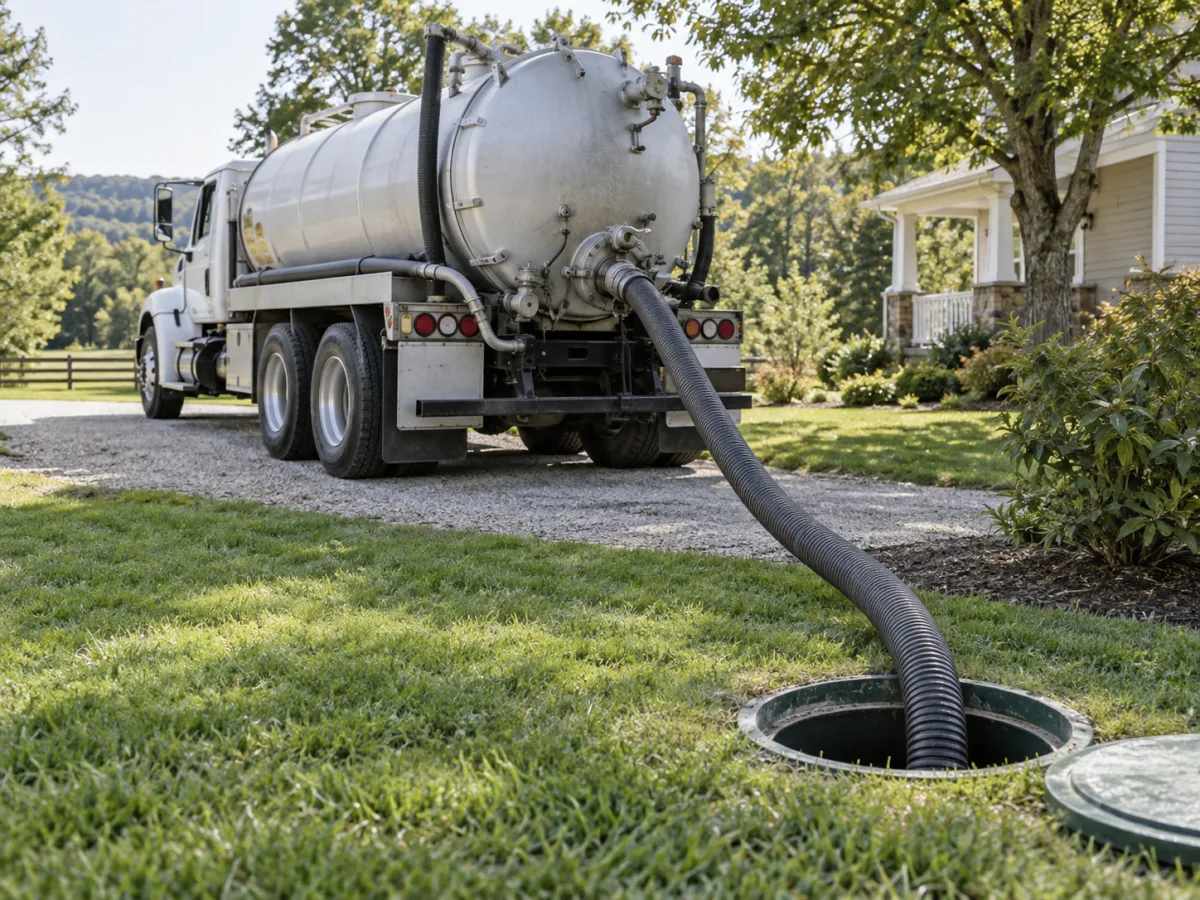 Illustration of septic pumping equipment at a rural property